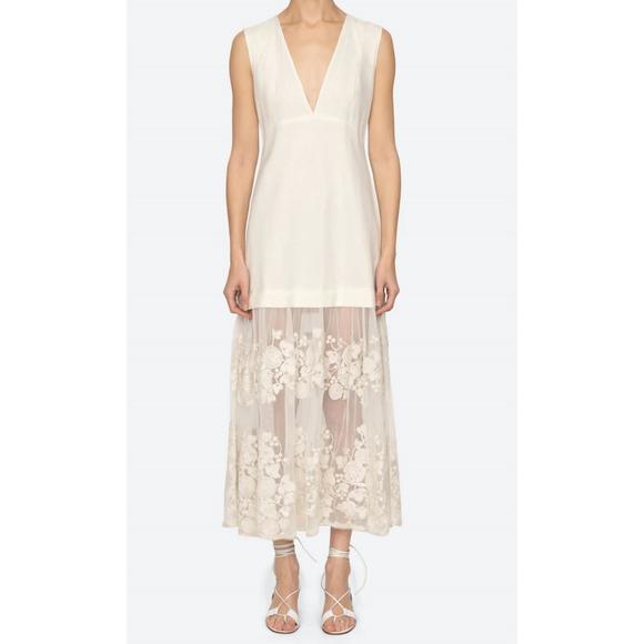 NEW SEA arielle v neck dress in cream